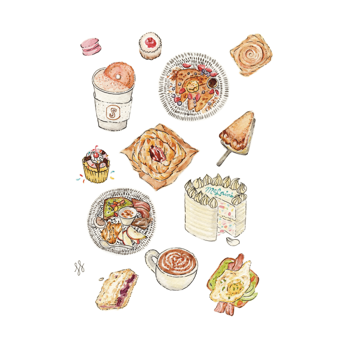 KC Bakery Inspired Sweet Treat Watercolor Print