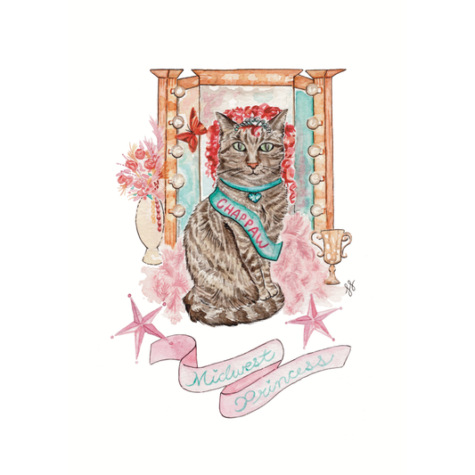 "Midwest Princess" Inspired Tabby Cat Watercolor and Ink Print