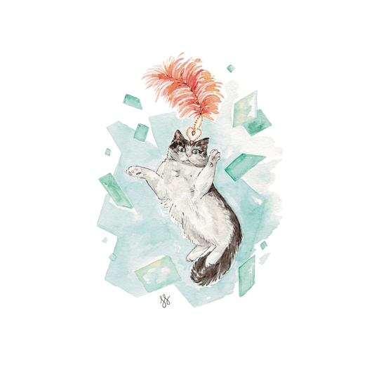 "Life of a Showgirl" Inspired Black and White Cat Watercolor Print