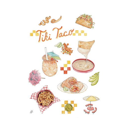 Kansas City Vintage Taco Vibes Watercolor Print