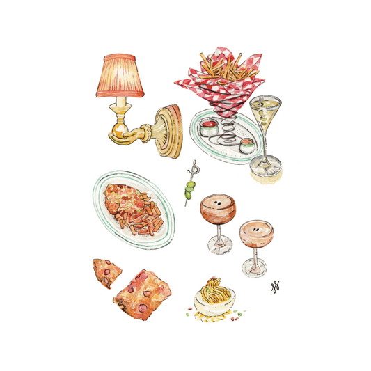 Kansas City Pizza and Italian Cuisine Watercolor Print