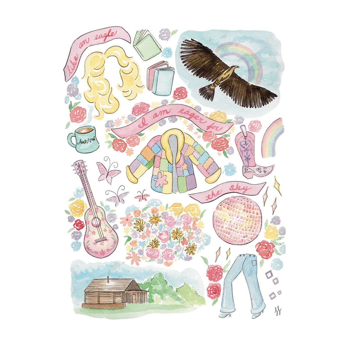 Dolly Forever Illustrative Watercolor Print