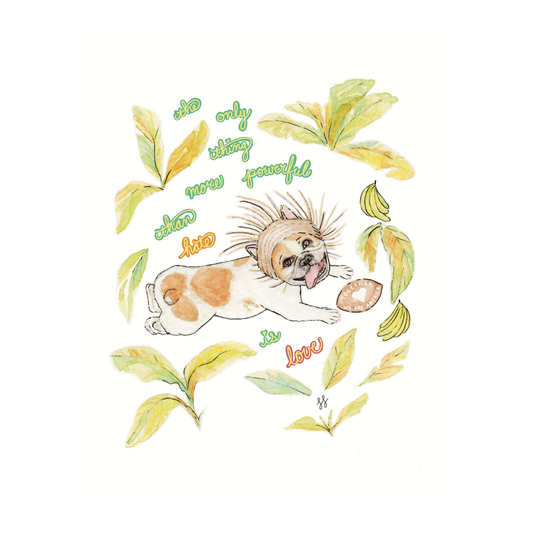 French Bulldog "Good Bunny" Watercolor Print