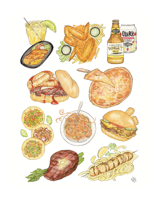 Kansas City Foodie Icons Watercolor Print