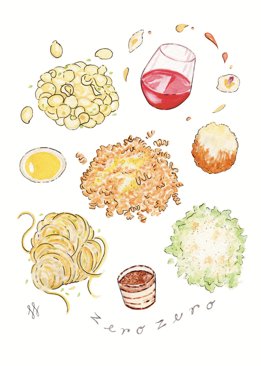 Zero Zero Pasta Watercolor Print